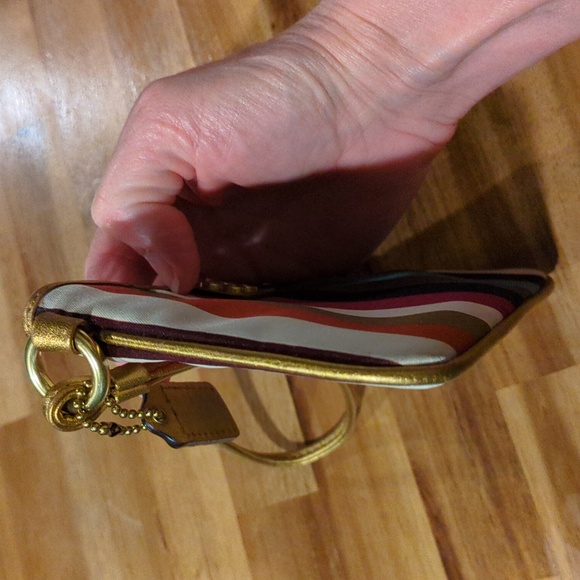 Coach Legacy Metallic Gold Trim/Satin Wristlet - Picture 10 of 14